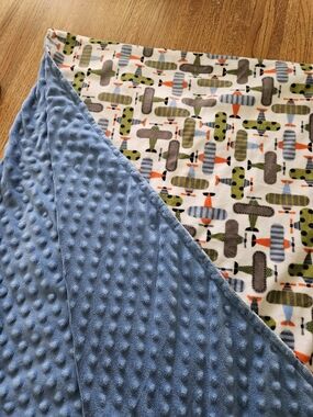 Blue And Airplane Fleece Blanket